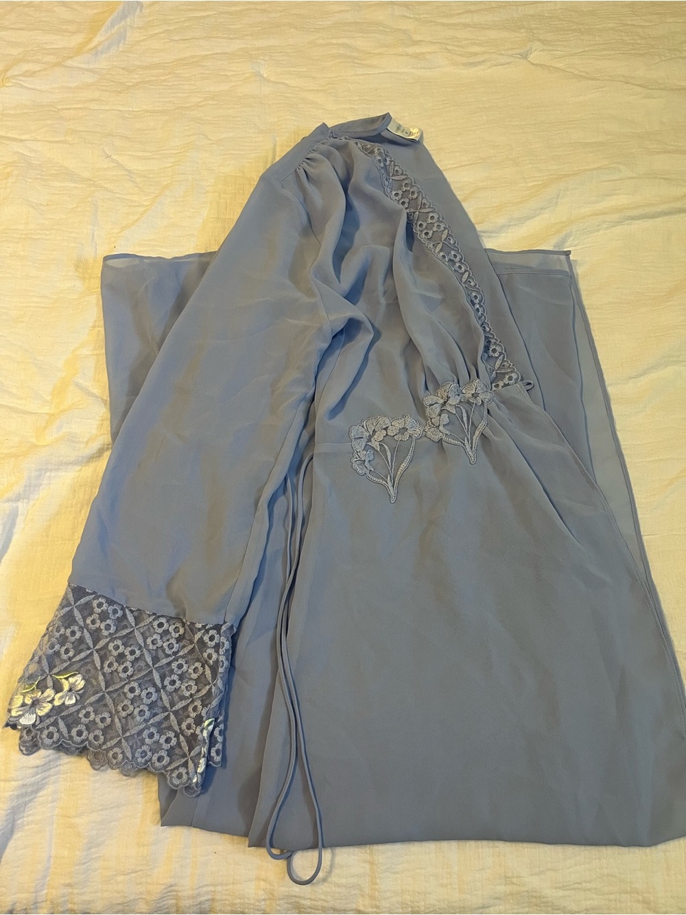 Cabernet Light Blue Lace-Trim Women's Robe